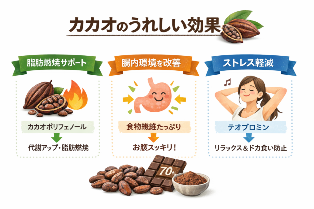 パーソナルジム BEYOND 多摩センター店 カカオの効果説明図